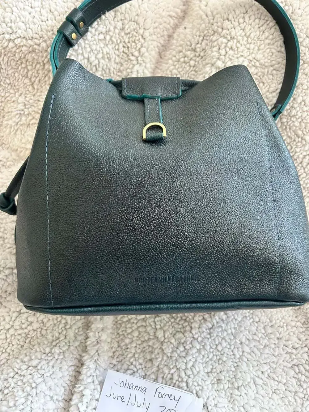 BNWT- Portland Leather Goods Firefly Bucket Bag in Boreal Green- PREMIUM